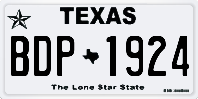 TX license plate BDP1924