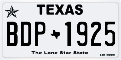 TX license plate BDP1925