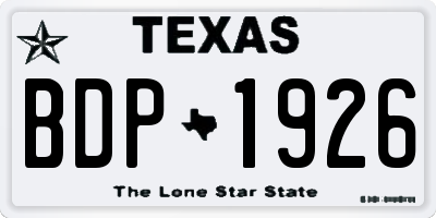 TX license plate BDP1926