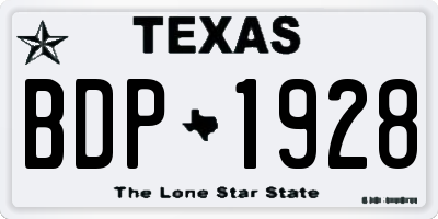 TX license plate BDP1928