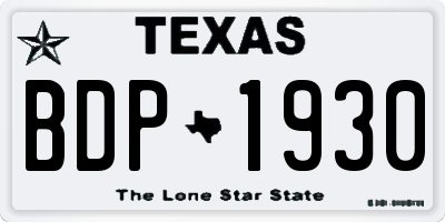 TX license plate BDP1930