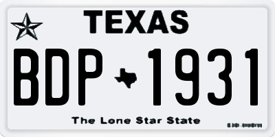 TX license plate BDP1931