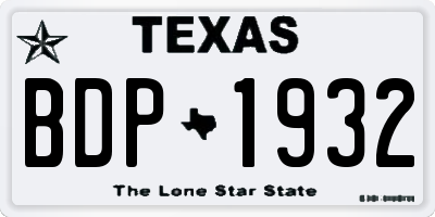 TX license plate BDP1932