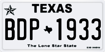 TX license plate BDP1933