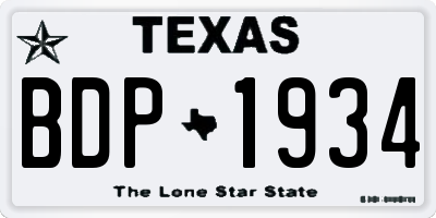 TX license plate BDP1934