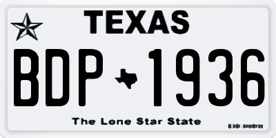 TX license plate BDP1936