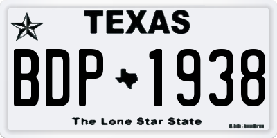 TX license plate BDP1938