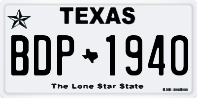 TX license plate BDP1940