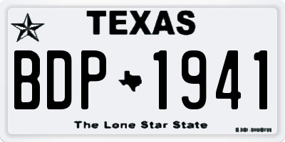 TX license plate BDP1941