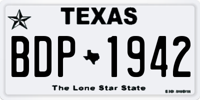 TX license plate BDP1942