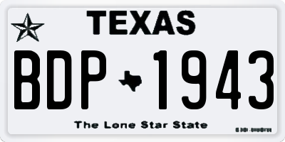 TX license plate BDP1943