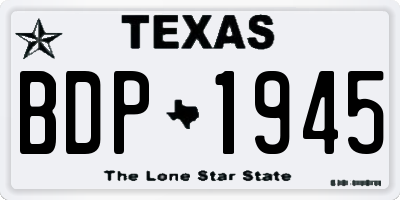 TX license plate BDP1945