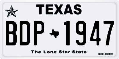 TX license plate BDP1947
