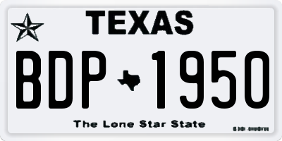 TX license plate BDP1950