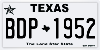 TX license plate BDP1952