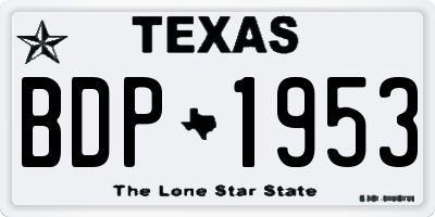 TX license plate BDP1953