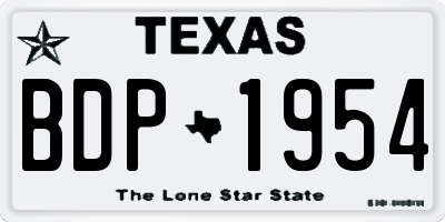 TX license plate BDP1954