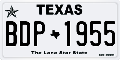 TX license plate BDP1955