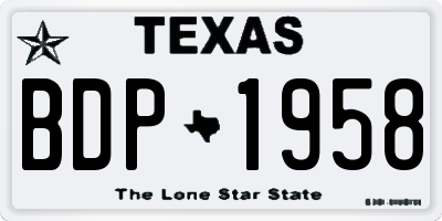 TX license plate BDP1958