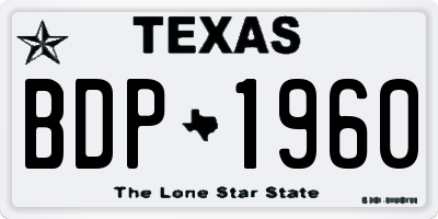 TX license plate BDP1960