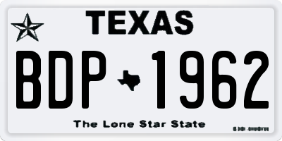 TX license plate BDP1962