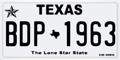 TX license plate BDP1963