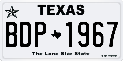 TX license plate BDP1967