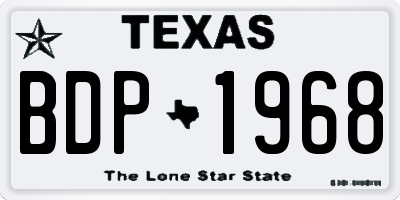 TX license plate BDP1968