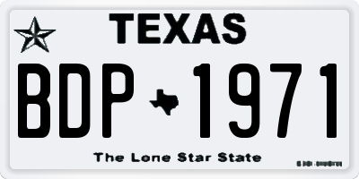 TX license plate BDP1971