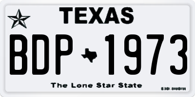 TX license plate BDP1973