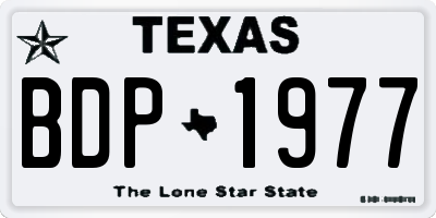 TX license plate BDP1977