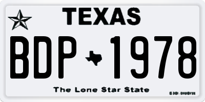TX license plate BDP1978