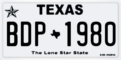 TX license plate BDP1980