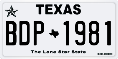 TX license plate BDP1981