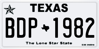 TX license plate BDP1982