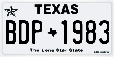 TX license plate BDP1983