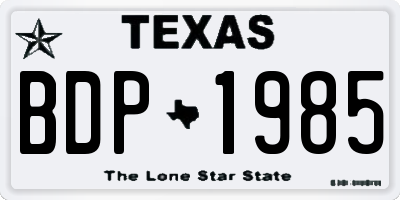 TX license plate BDP1985