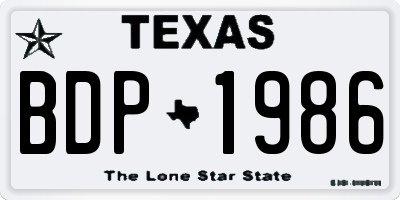 TX license plate BDP1986