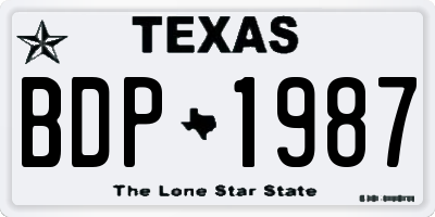 TX license plate BDP1987