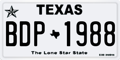 TX license plate BDP1988