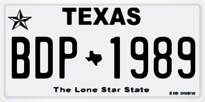 TX license plate BDP1989