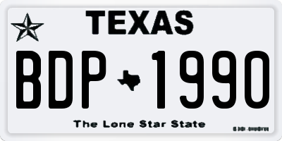 TX license plate BDP1990