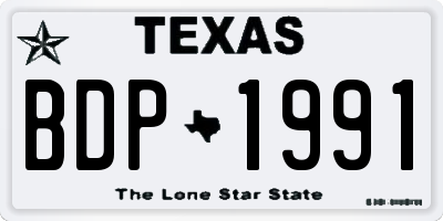 TX license plate BDP1991
