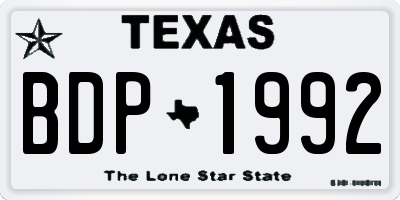 TX license plate BDP1992