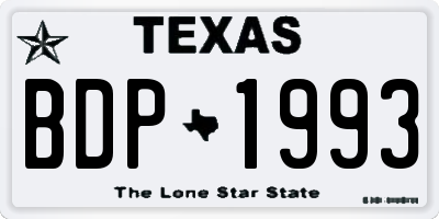 TX license plate BDP1993