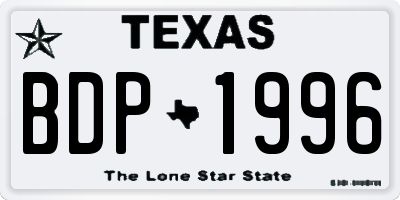 TX license plate BDP1996