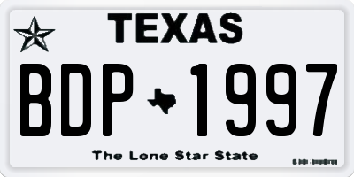 TX license plate BDP1997