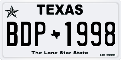 TX license plate BDP1998