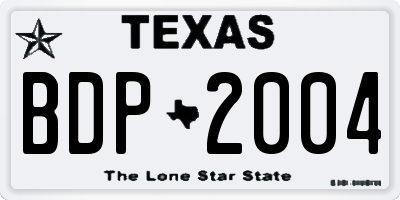 TX license plate BDP2004