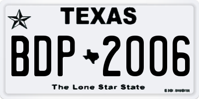 TX license plate BDP2006